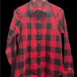 Chaps Ralph Lauren No Iron Red and Black Buffalo Check Button-Down Shirt